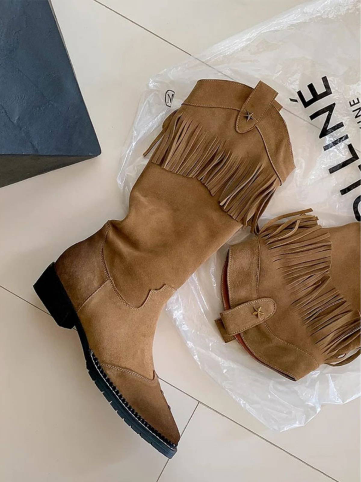 long-bone boots, new 2024, wrinkled boots, retrospected, red-maided-slashed, western cowboy boots