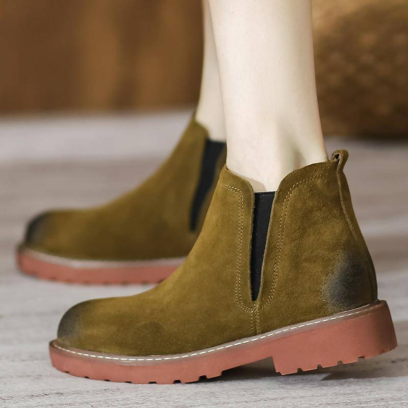 New 202 Ying 2 Spring and Autumn New Chelsea Boots Pine Boots Women's Lun Wind Boot Boots Ding Fruits Flusted Leather Boots
