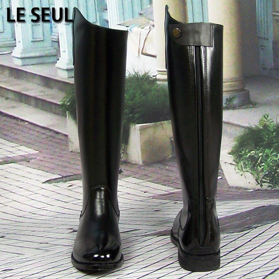 Men's boots high cylinder riding leather cowhide, honor guard guard, male long knights, equestrian leather British autumn zipper boots