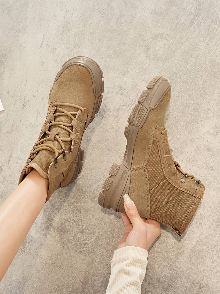 Thick -bottom canvas Martin Boots Female Summer Thin 2024 New British Wind Wind Mountaineering Desert Boots Child Boots