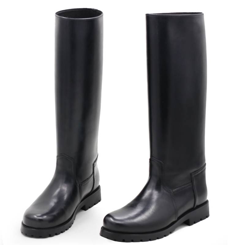 High -bottom high boots leather horses boots men's large -size high -pitch leather boots boots keep warm Mongolian leather boots wool boots in winter