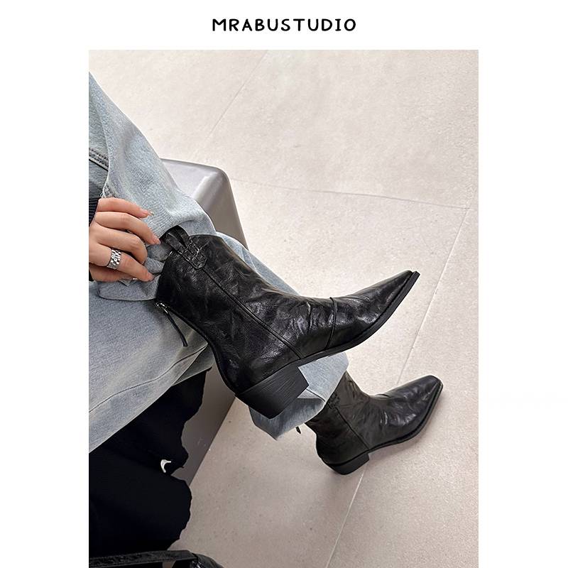 Leather French Vitled Vita, Xinjiang Northwest Sichuan West Grassland Travel Put in Western Martin Boots Chelsea Short Boot Women