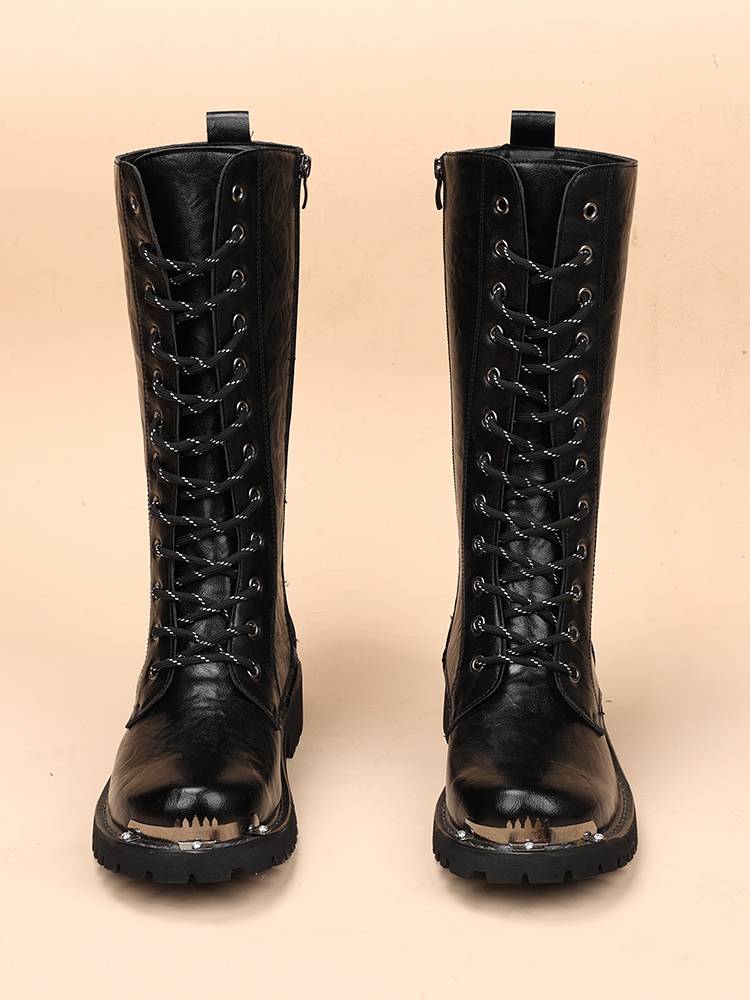 Men's boots tall Martin boots riding ride boots equestrian horse boots casual denim boots stage performance leather boots youth
