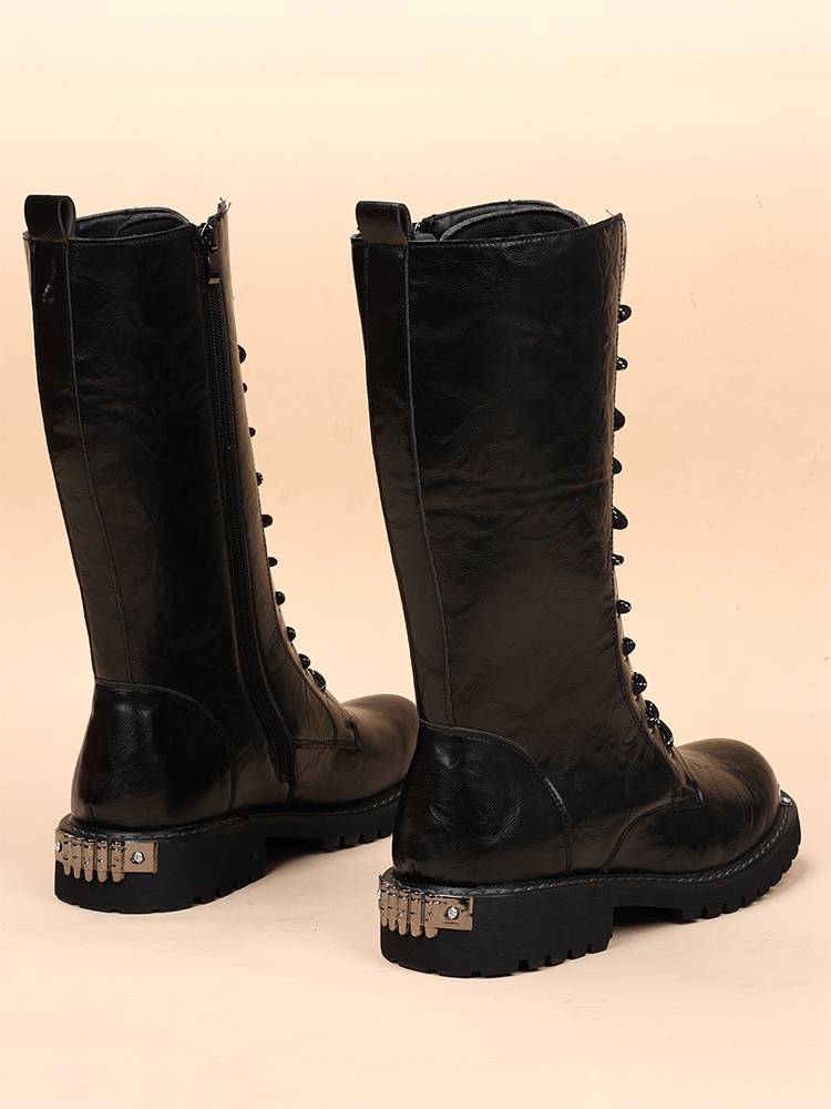 Men's boots tall Martin boots riding ride boots equestrian horse boots casual denim boots stage performance leather boots youth