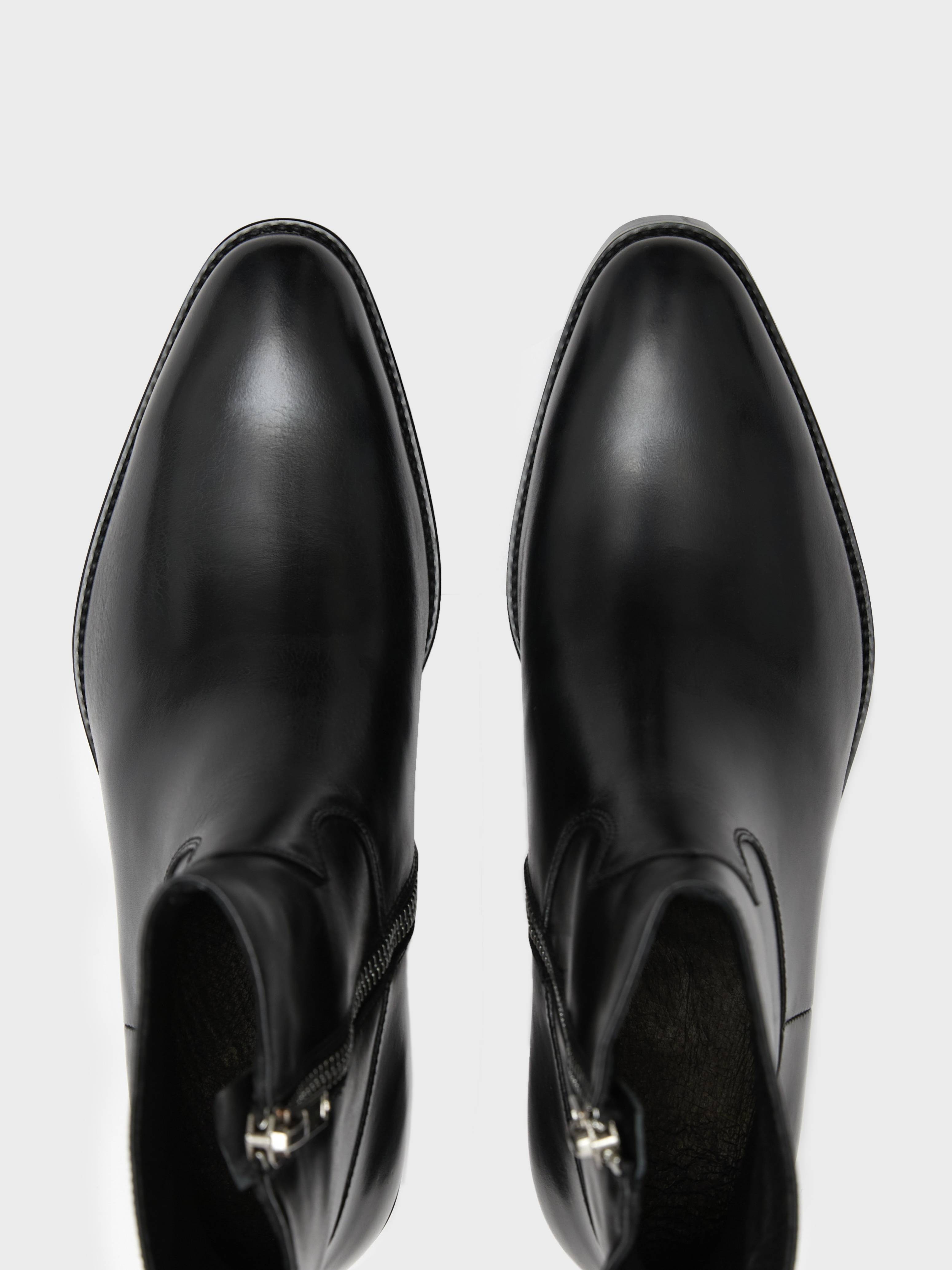 WhimSY 001 "Cowboy Boot" head layer of cowhide wood bottom pointed pointed western boots ankle boots