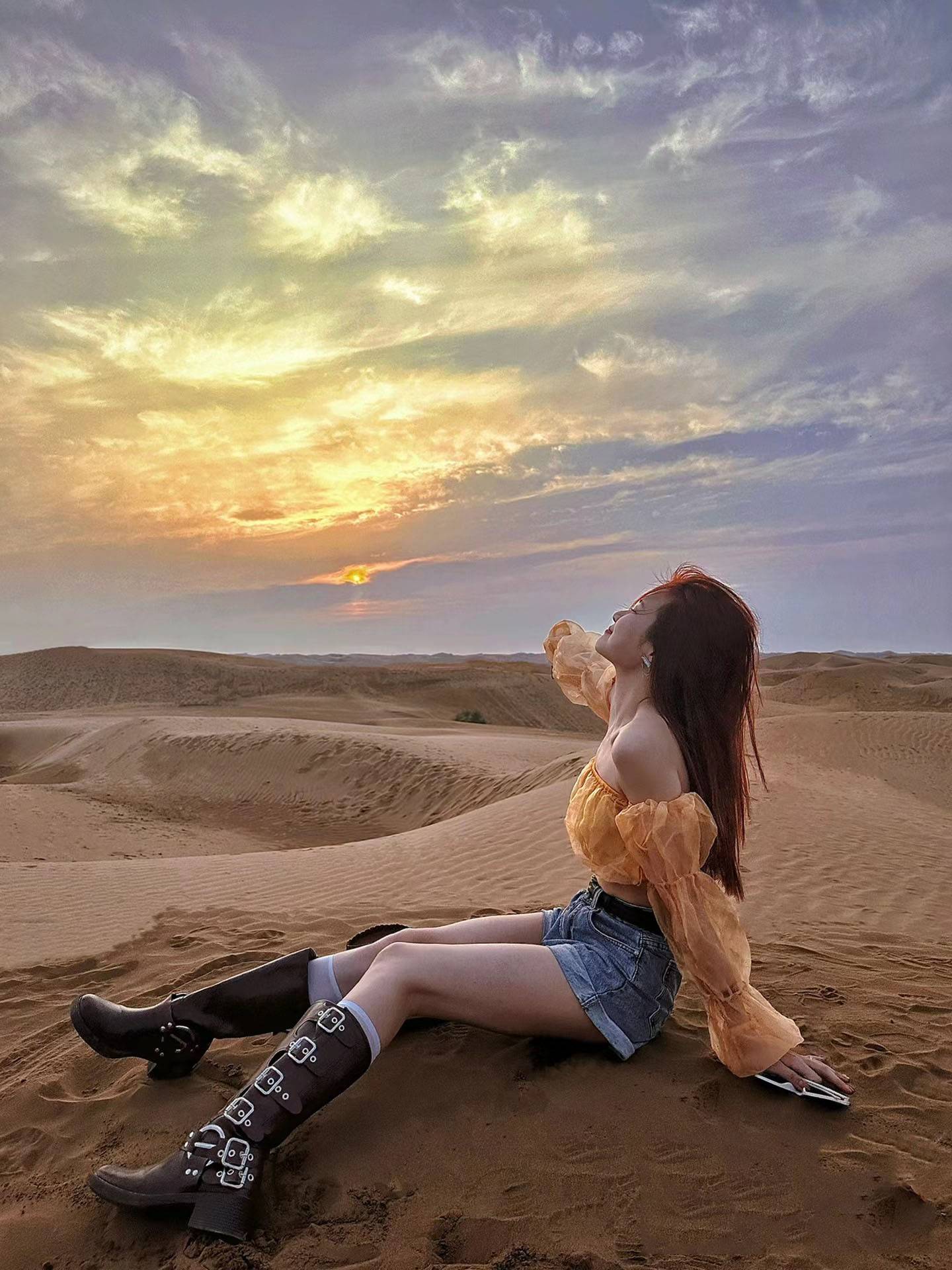 Xinjiang Grassland Sichuan West Travel Western denim boots wear retro knight boots desert riding brown locomotive boots
