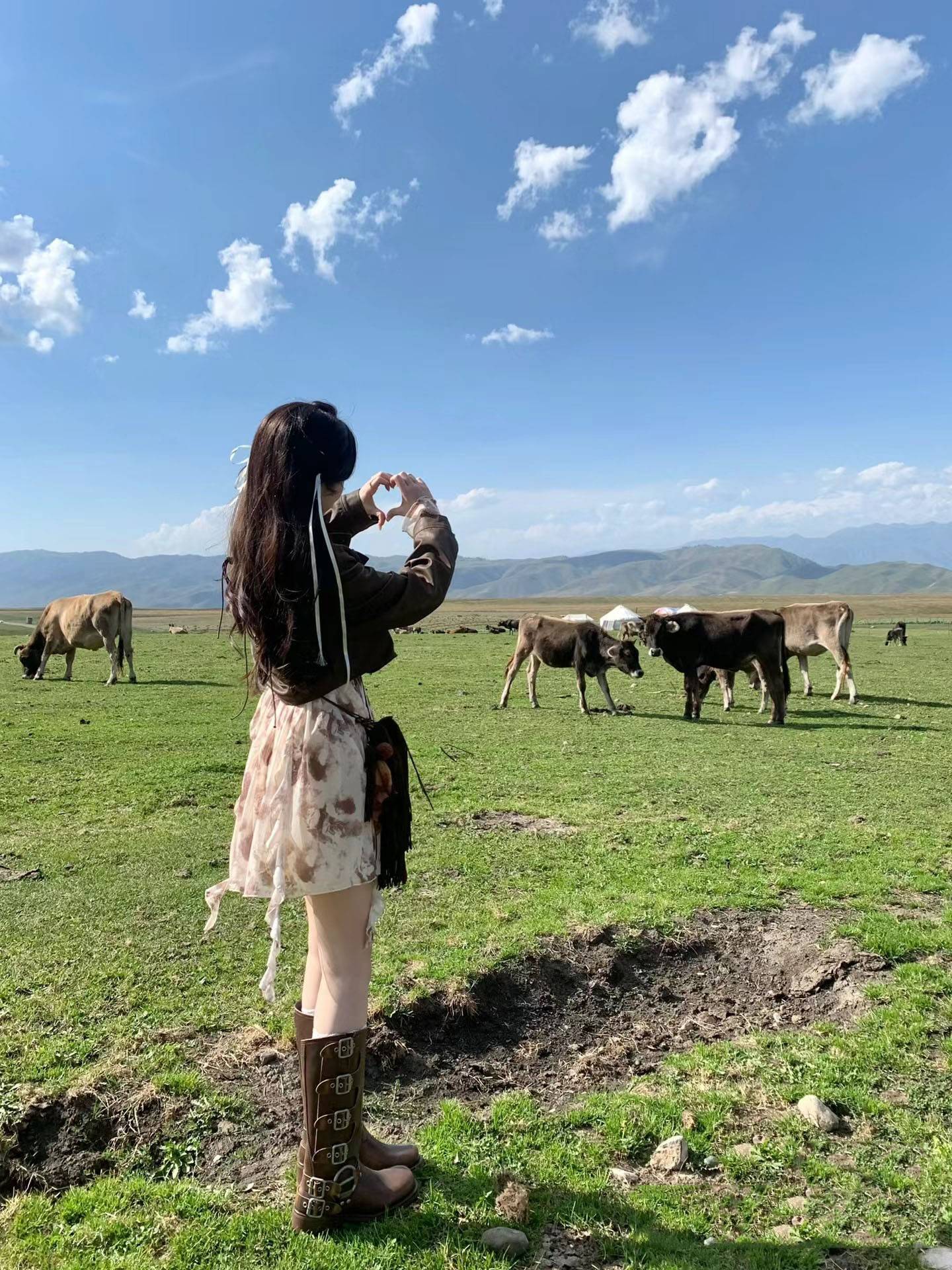 Xinjiang Grassland Sichuan West Travel Western denim boots wear retro knight boots desert riding brown locomotive boots