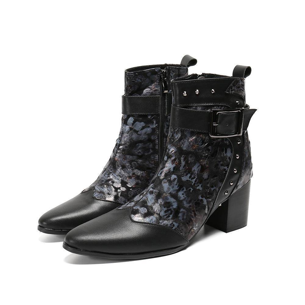 The Pelican Fashion Man's Skin Shores are seven centimeters tall and sharp-headed leather Chelsea boots Martin's boots