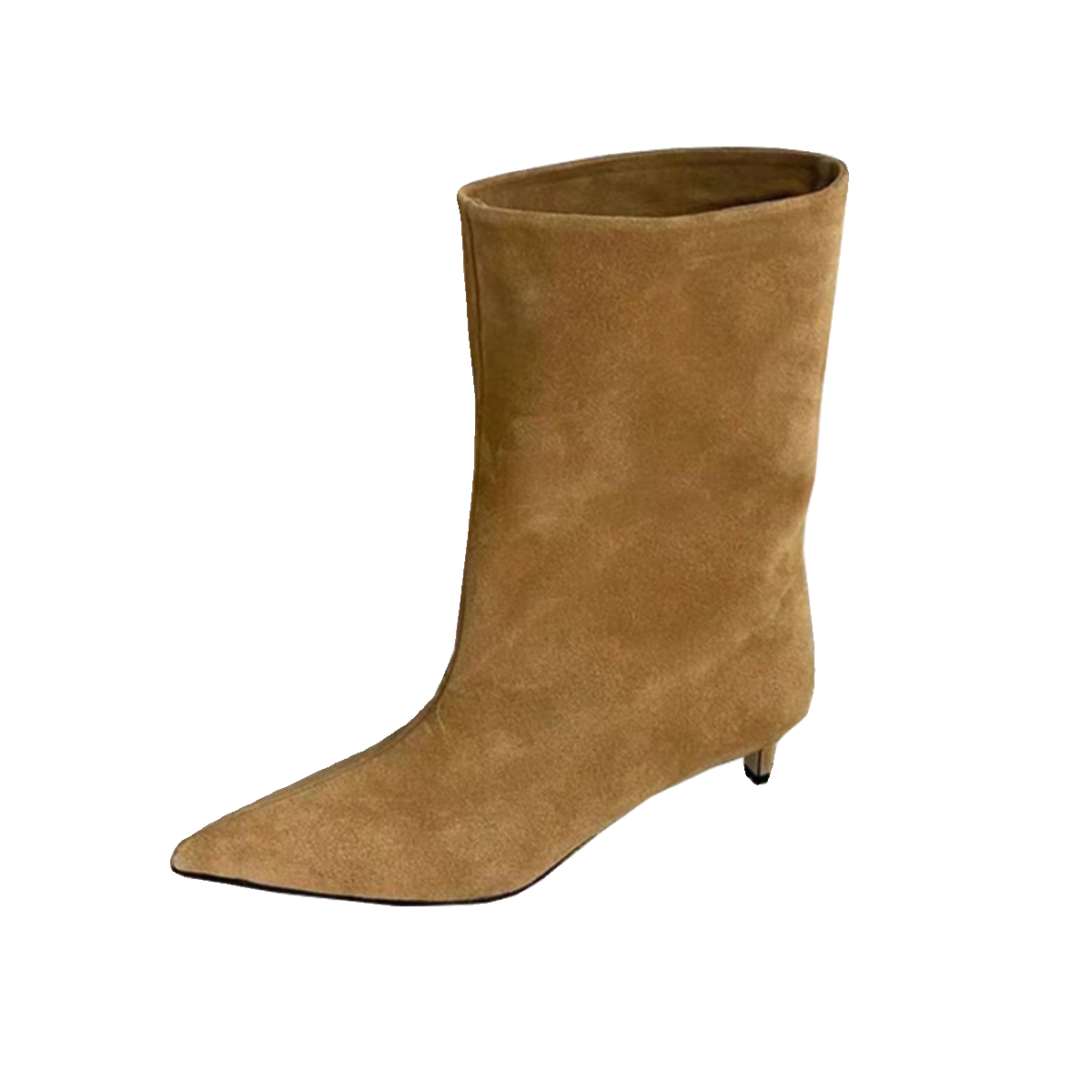 2023 new retro pointed tip boots female leather frosted wide boots versatile Western denim boots and boots female