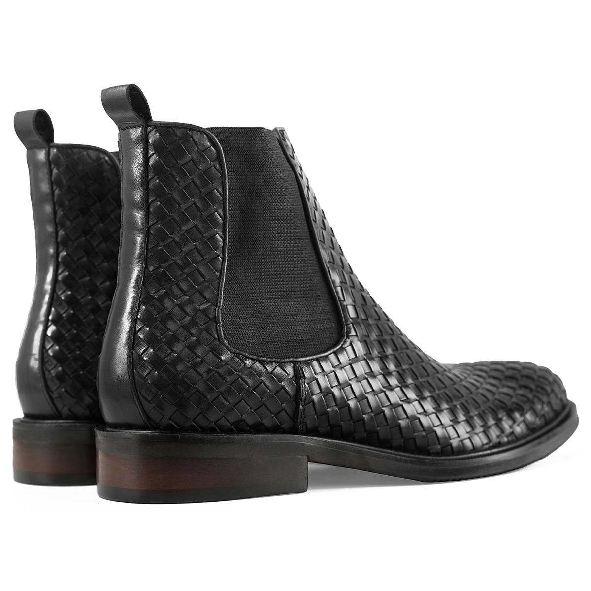 Chelsea boots male leather handmade woven leather boots Korean short boots high -top Martin boots smoke single boots, one footsteps, one footprint