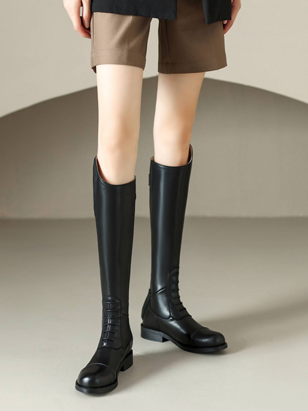 2023 autumn and winter new boots, horse boots, equestrian boots, boots, children, but knee leather rivet high tube knight boots