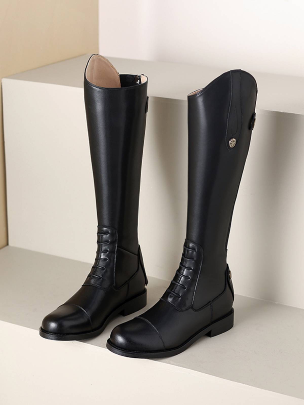 2023 autumn and winter new boots, horse boots, equestrian boots, boots, children, but knee leather rivet high tube knight boots
