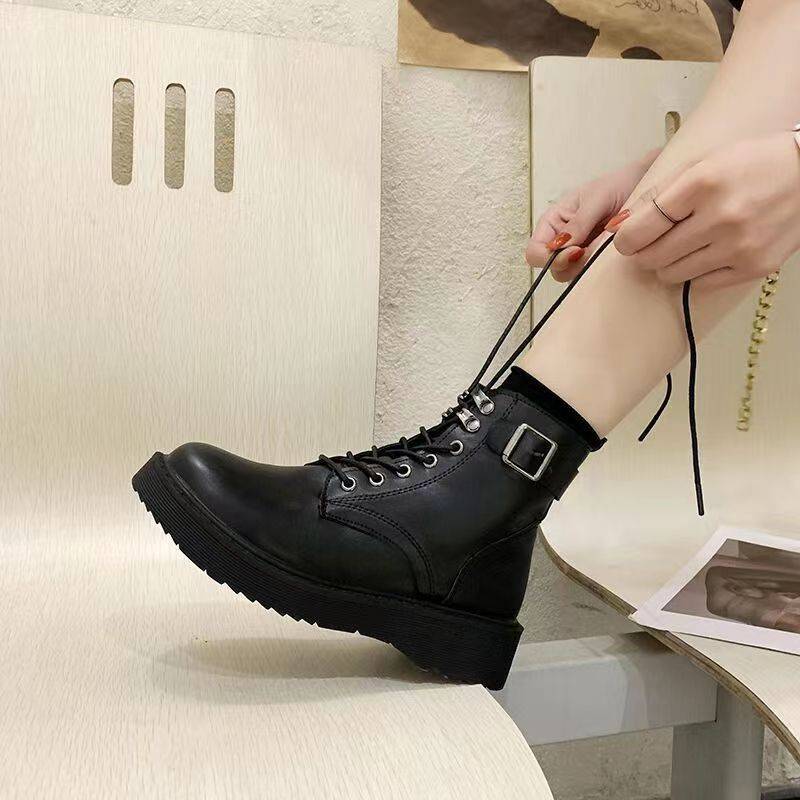 Genuine Martin Boots Female Summer Breathable New Women's High Gun Gangs Boot Boots Spring and Autumn British Black Leather Boots