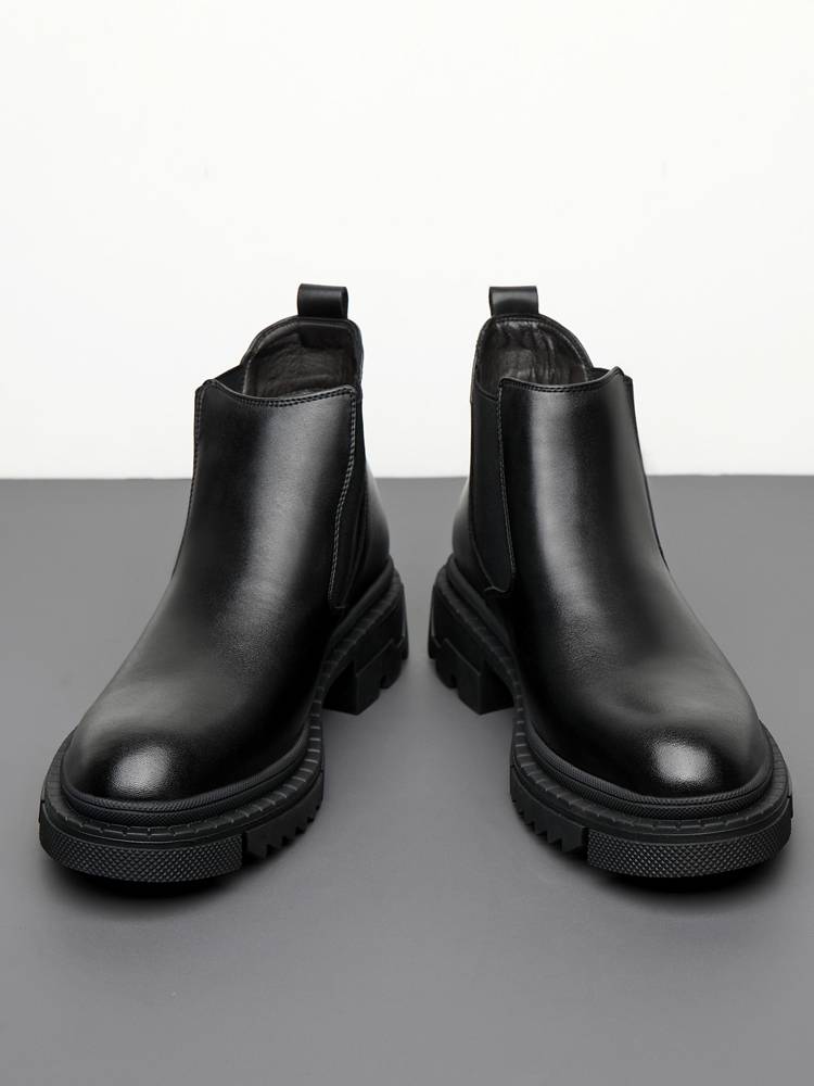 High -bottom Martin boots increased leather boots men's shoes spring and autumn, breathable leisure leisure medium -high cigarette tube Chelsea leather boots