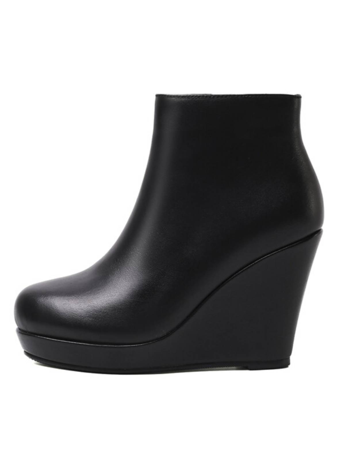 Hate Tiangao 12cm short boots female leather sloper waterproof platform short tube Martin boots autumn and winter rough heel nude boots size size shoe