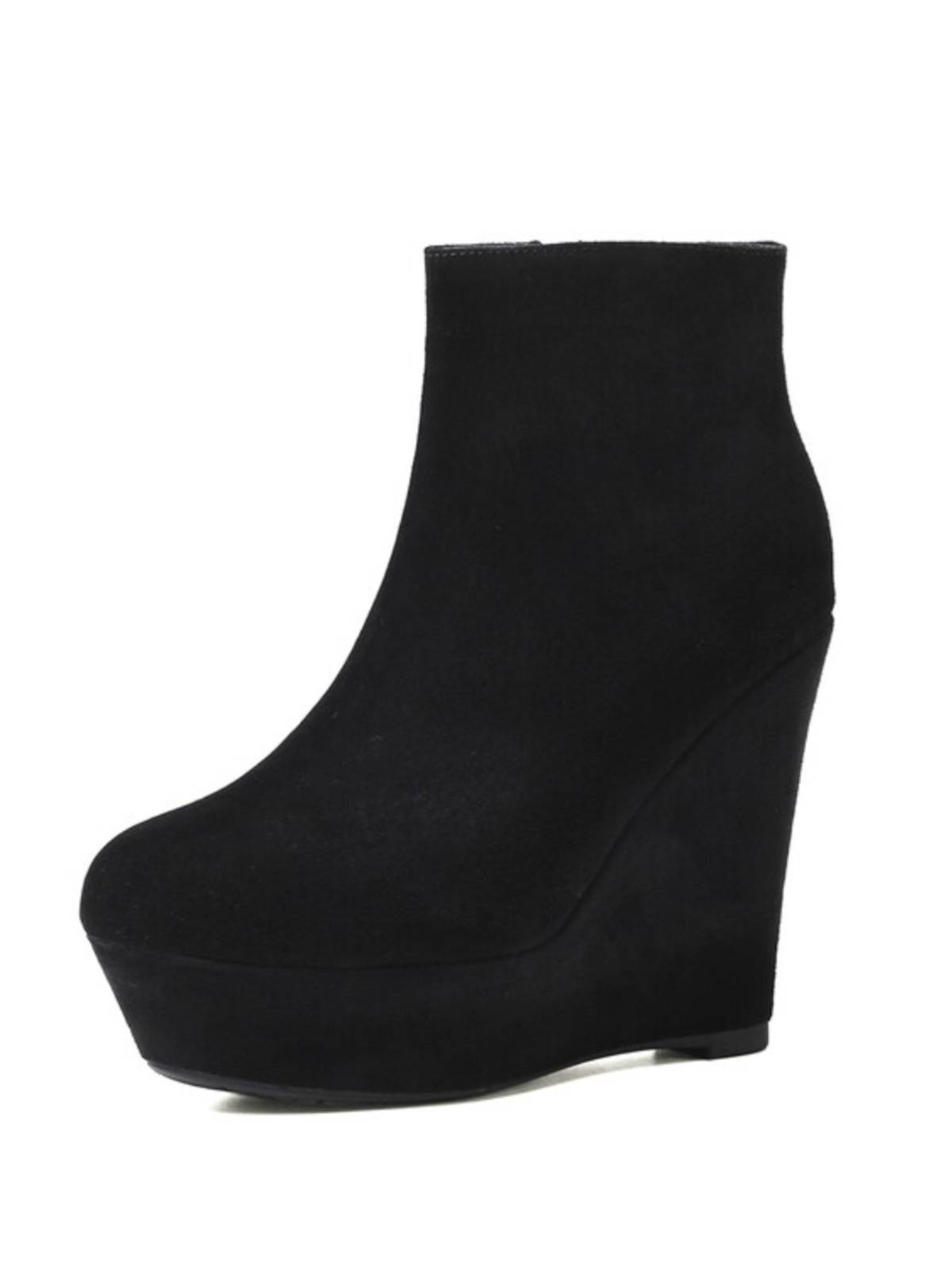 Hate Tiangao 12cm short boots female leather sloper waterproof platform short tube Martin boots autumn and winter rough heel nude boots size size shoe