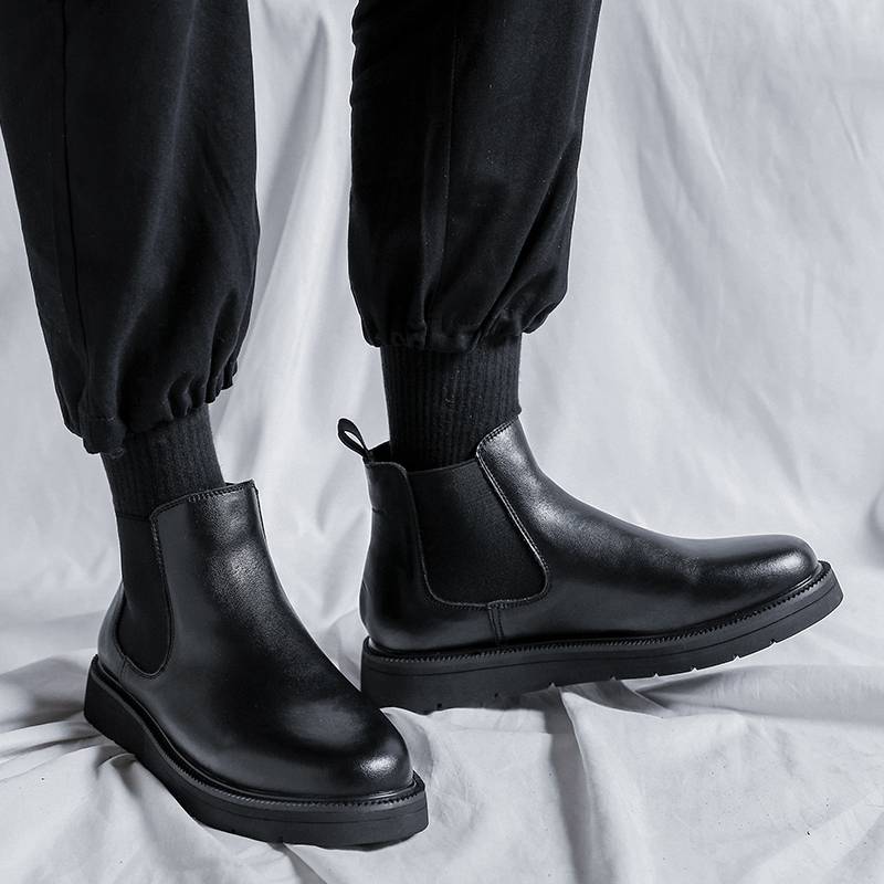 Chelsea boots men's low British style in the summer thin black high -top shoes Martin boots in Martin boots, soft bottom short boots