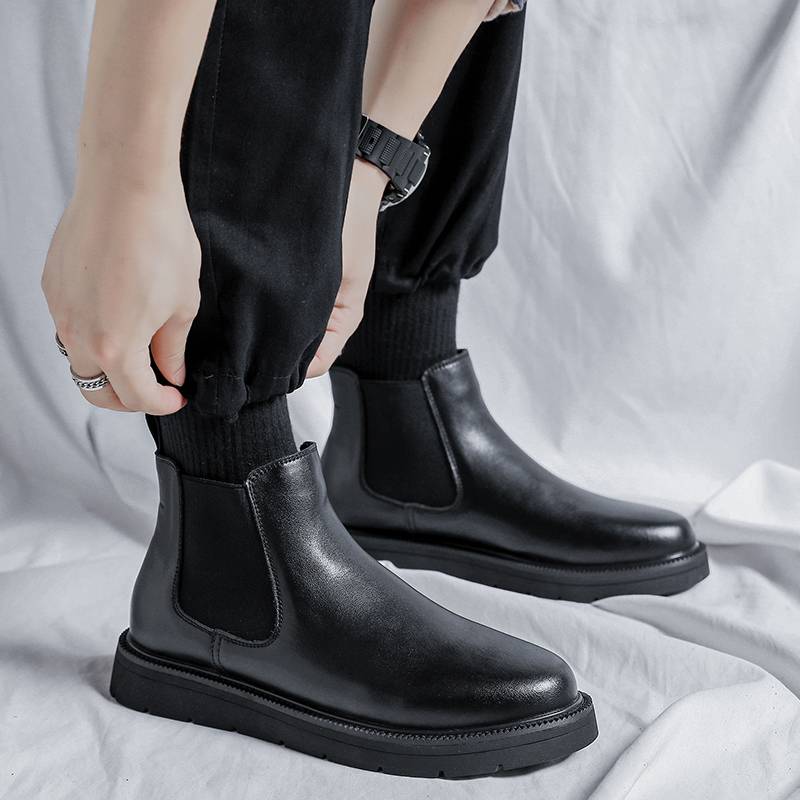 Chelsea boots men's low British style in the summer thin black high -top shoes Martin boots in Martin boots, soft bottom short boots