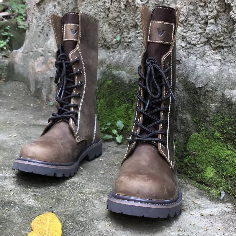 British Martin boots female leather high -top high -top high boots retro -warm -warm ride boots cotton boots thick bottom horse boots, locomotive boots