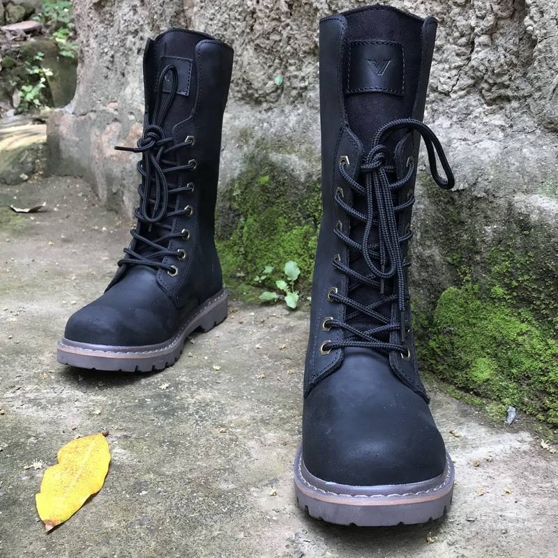 British Martin boots female leather high -top high -top high boots retro -warm -warm ride boots cotton boots thick bottom horse boots, locomotive boots