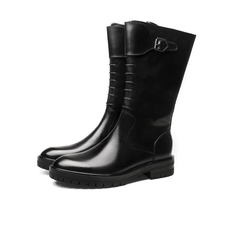 EssenceMen's high boots leader to handsome leather boots instrument, leather horse boots, hidden Mongolian boots Martin boots to help thick bottom