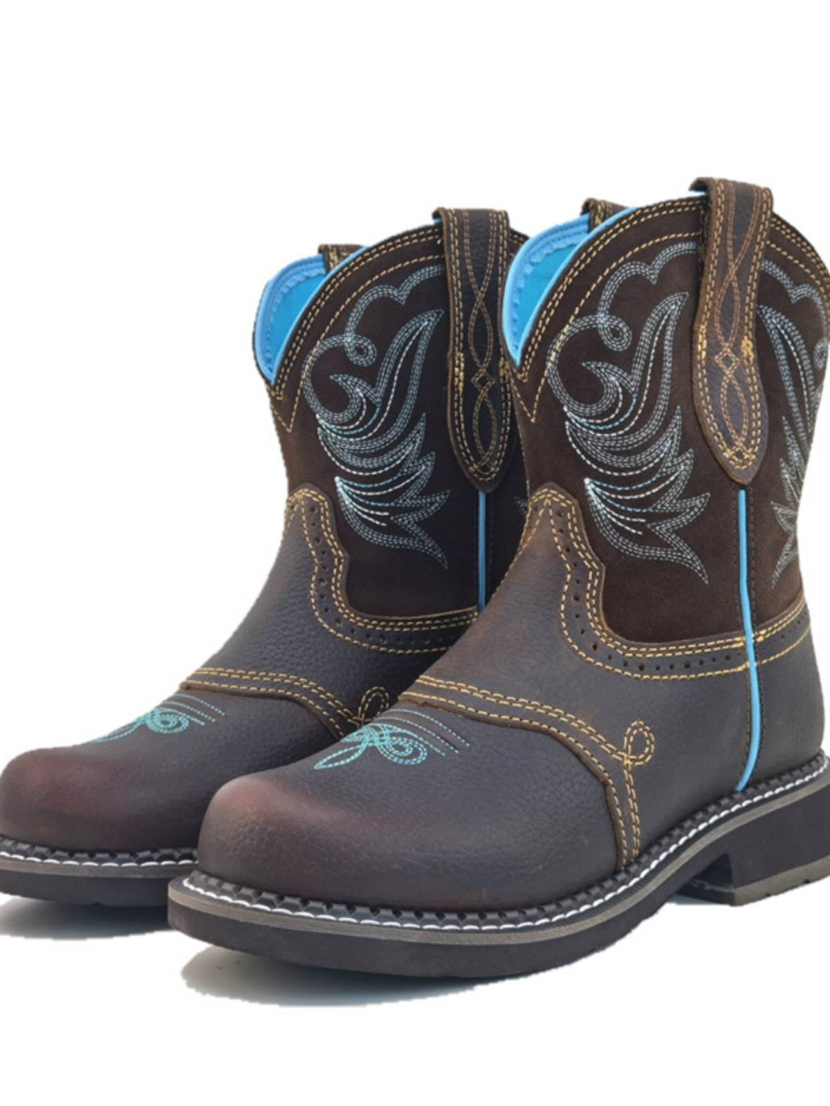 Two -color tail cargo clearing database round -headed women's boots solid -leather boot boots cowhide embroidery knight rods boots denim boots