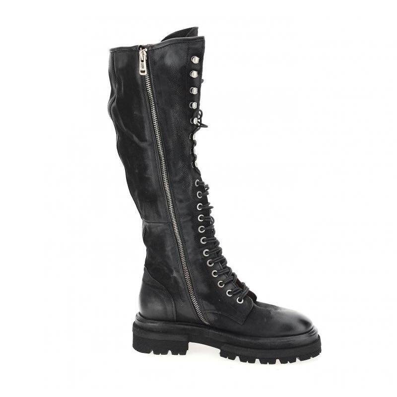 A.S.98 Italian handmade retro old black calf leather high boots horse boots Martin boots women's shoes