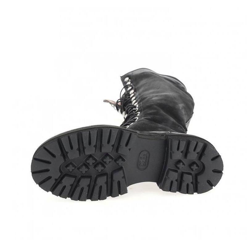 A.S.98 Italian handmade retro old black calf leather high boots horse boots Martin boots women's shoes