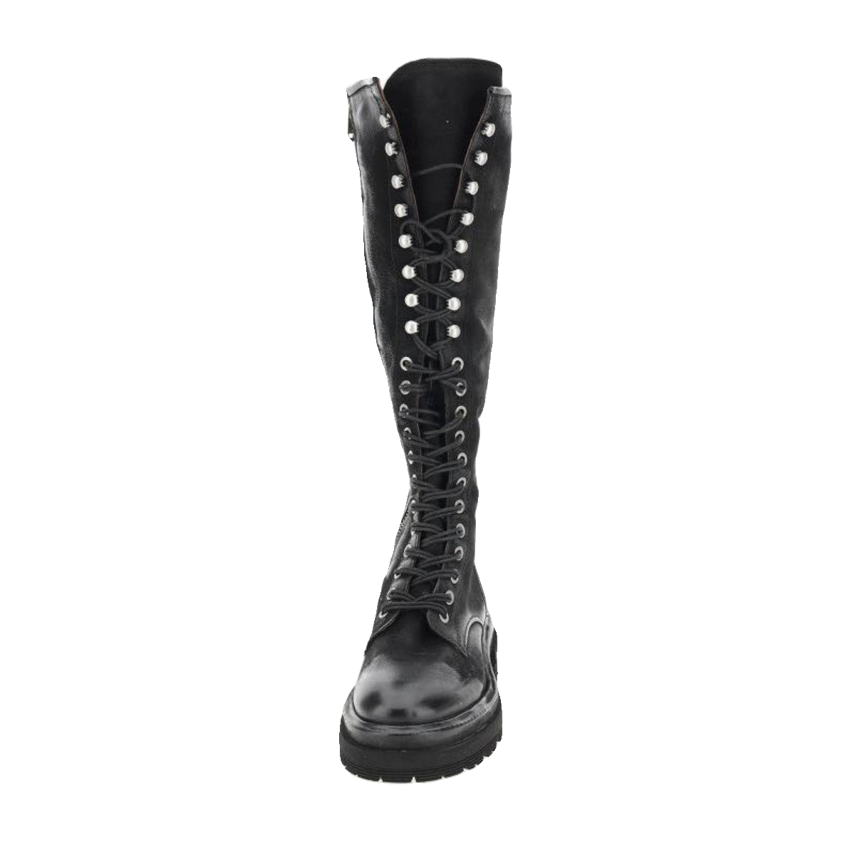 A.S.98 Italian handmade retro old black calf leather high boots horse boots Martin boots women's shoes