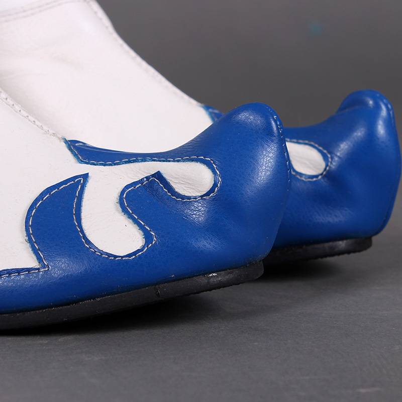 Ladies Mongolian Boots Pure Cow Skin Semi -Leather Ethnic Dance Boots High -Hee Boots White Handmade Mongolian Leather Boots