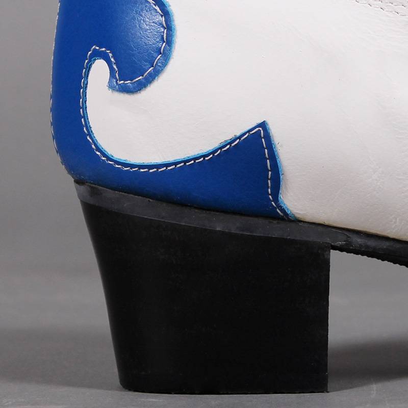 Ladies Mongolian Boots Pure Cow Skin Semi -Leather Ethnic Dance Boots High -Hee Boots White Handmade Mongolian Leather Boots