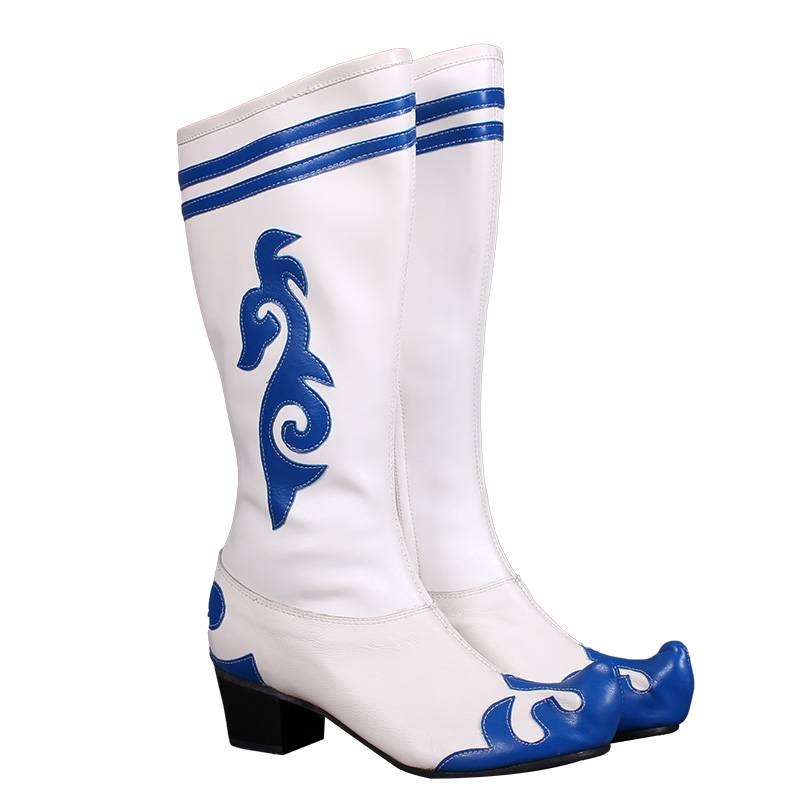 Ladies Mongolian Boots Pure Cow Skin Semi -Leather Ethnic Dance Boots High -Hee Boots White Handmade Mongolian Leather Boots