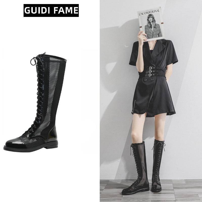 GUIDI FAME Summer Martin Boot Women's Internal Gels Gift Boot 2024 New Garfrained Flat Flat High Boots