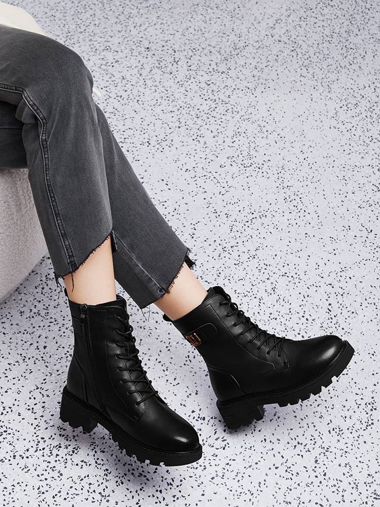 Rich Bird Women's Shoes Leather Martin Boots Women Spring and Autumn 2023 New Leather Shoes Boots Boots Do not add velvet bottom