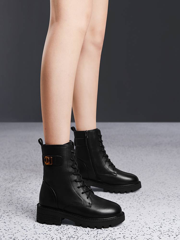 Rich Bird Women's Shoes Leather Martin Boots Women Spring and Autumn 2023 New Leather Shoes Boots Boots Do not add velvet bottom