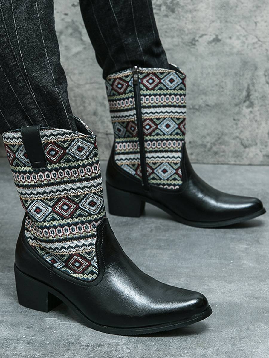 2023 new leather Martin boots men's boots high -end embroidered boots Hanfu boots in Western denim boots in Mongolian boots