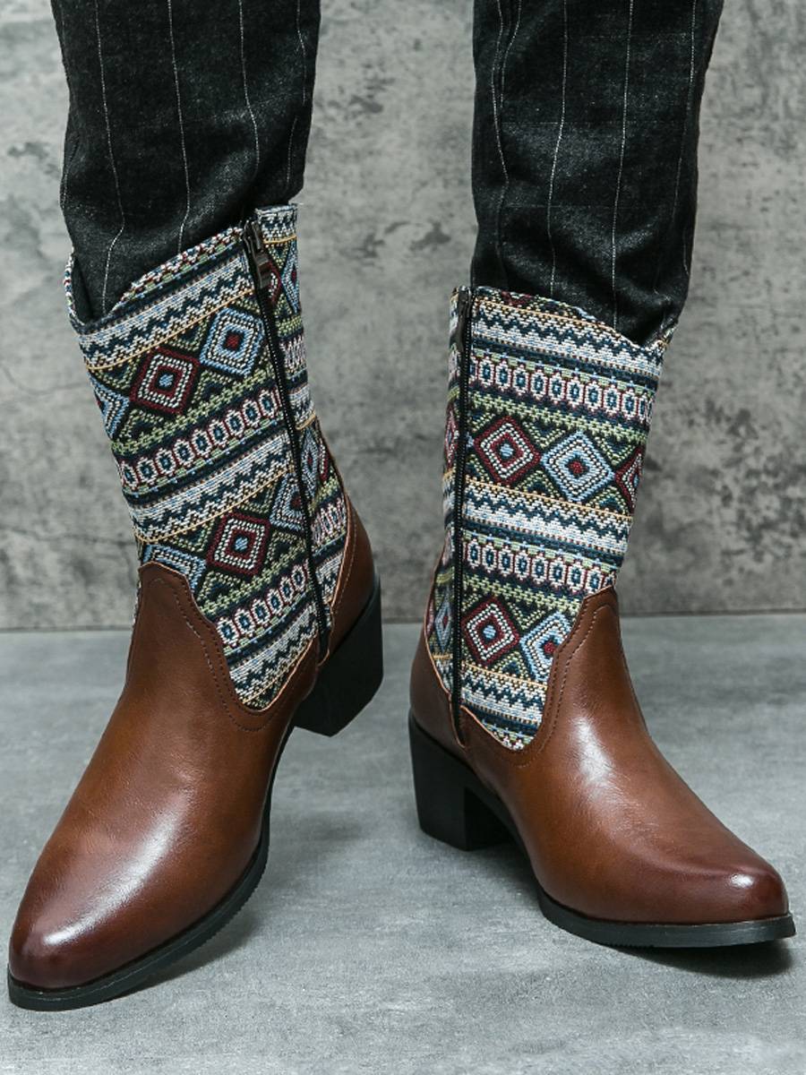 2023 new leather Martin boots men's boots high -end embroidered boots Hanfu boots in Western denim boots in Mongolian boots