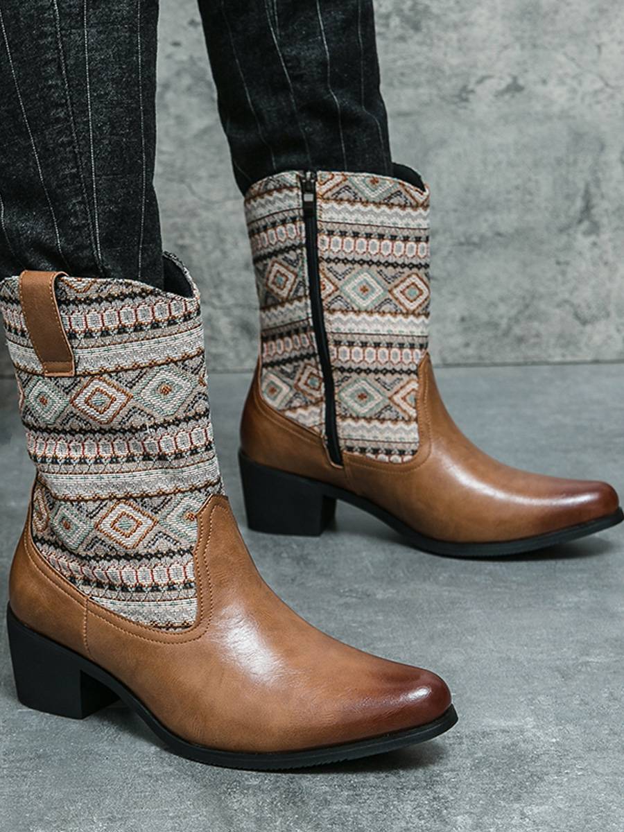 2023 new leather Martin boots men's boots high -end embroidered boots Hanfu boots in Western denim boots in Mongolian boots