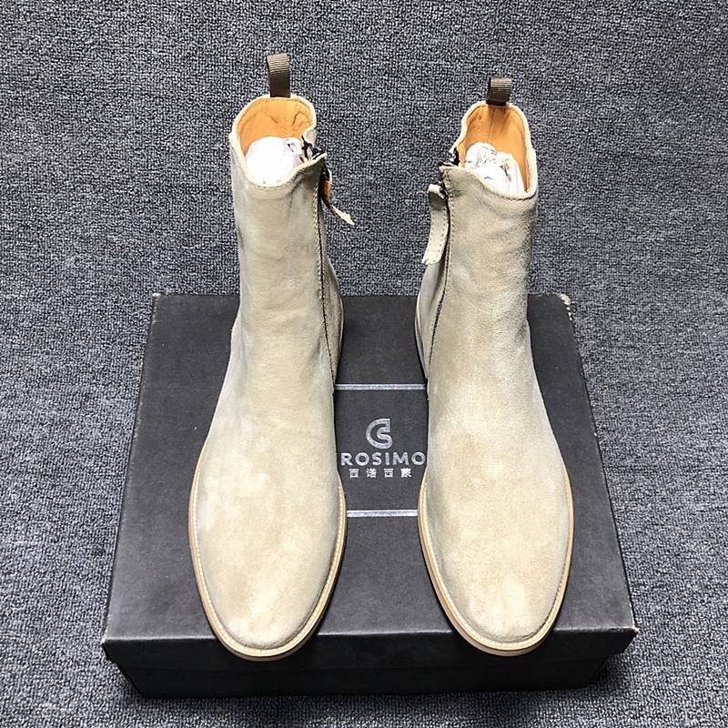 Chelsea boots male leap Bayinglun pointed chelsea boot men's boots high -top zipper trend wild Martin boots