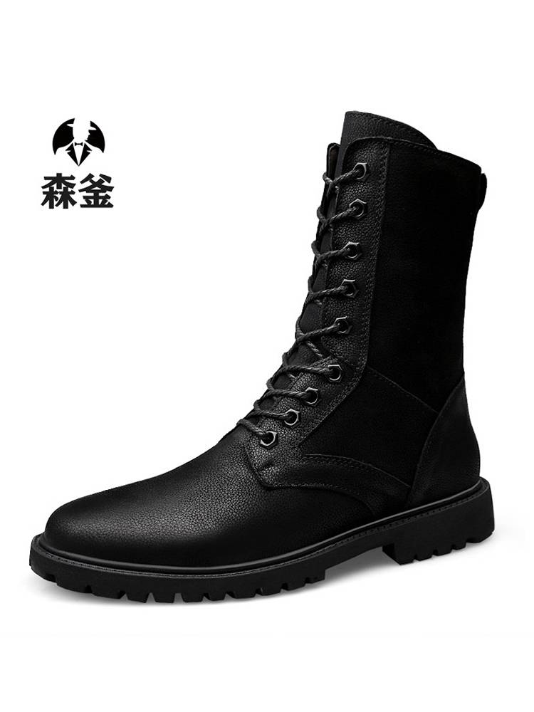 Spring and Autumn Martin Boot Men's High -Government Height Boot Boots Men's Leather Pymal