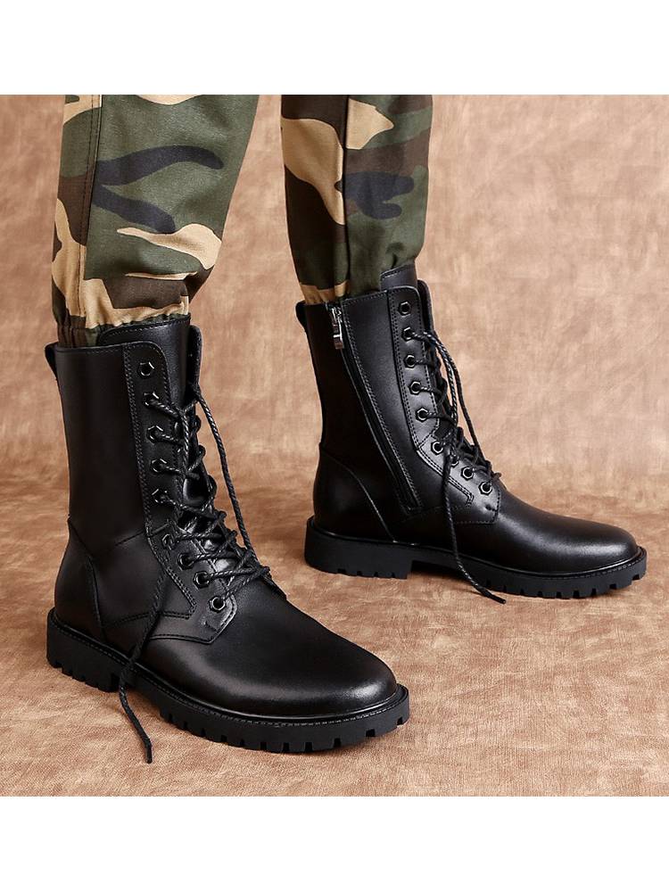 Spring and Autumn Martin Boot Men's High -Government Height Boot Boots Men's Leather Pymal