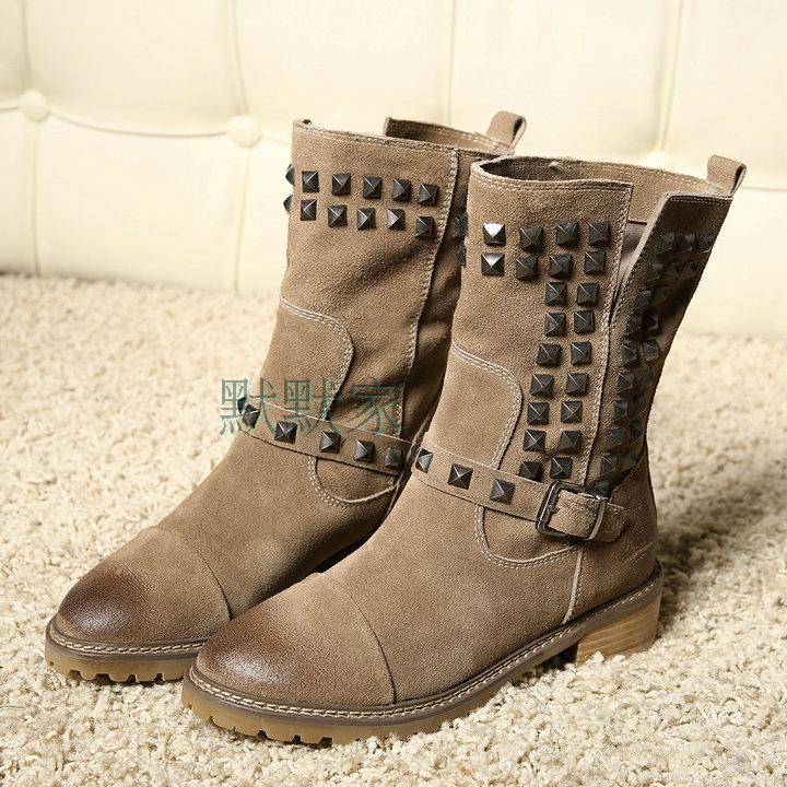 HOLD Live in Love Yang Mi's same rivet boots leather boots short boots Martin boots retro British boots nude boots single boots