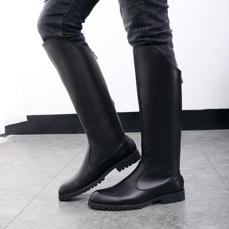 Summer boots men's over -the -knee high -top boot, denim january boots, men's leather boots, British long tube Martin boots breathable