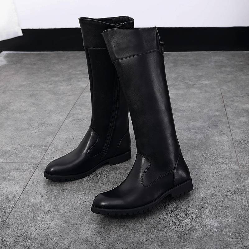 Summer boots men's over -the -knee high -top boot, denim january boots, men's leather boots, British long tube Martin boots breathable