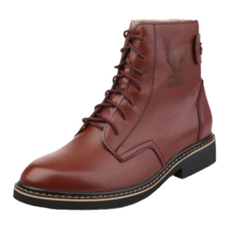 Temporary fur boots men's fur all -in -one couple Martin boots short boots plus velvete boot head layer cowhide boots
