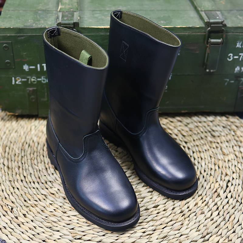 All leather!Outdoor round -headed knight boots high horse boots head layer cowhide solid leisure leisure boots male