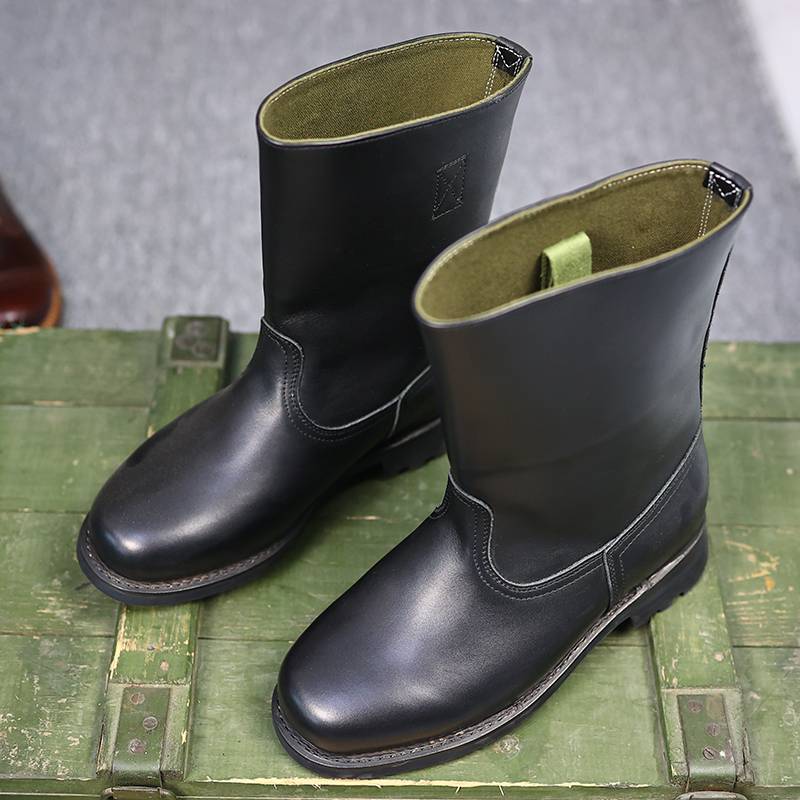 All leather!Outdoor round -headed knight boots high horse boots head layer cowhide solid leisure leisure boots male