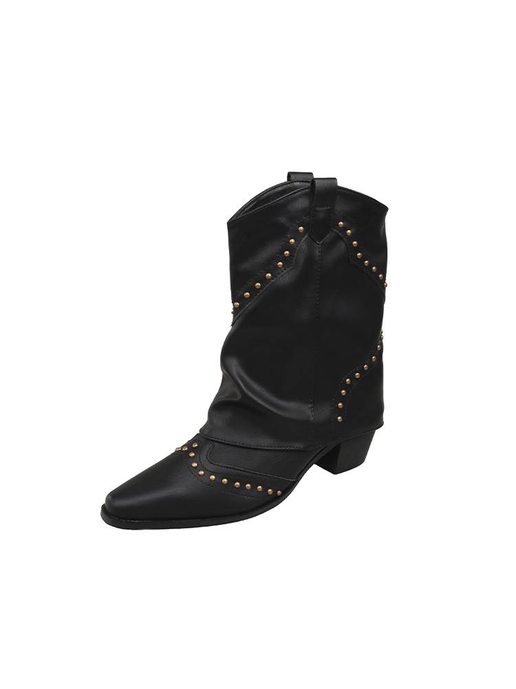 WEST COWBOY BOOTS AND SHORT BOOTS 2023 NEW AUTUMN V KNIGHT'S BOOTS POINTY-HEADS NAILED OLD PANTS
