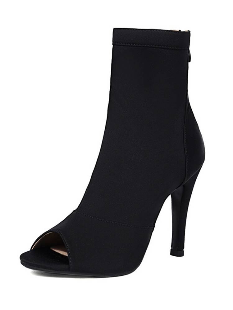 Jazz Dance high -heeled shoes Latin dance boots fish mouth fine heels black elastic cloth dance shoes heels big size
