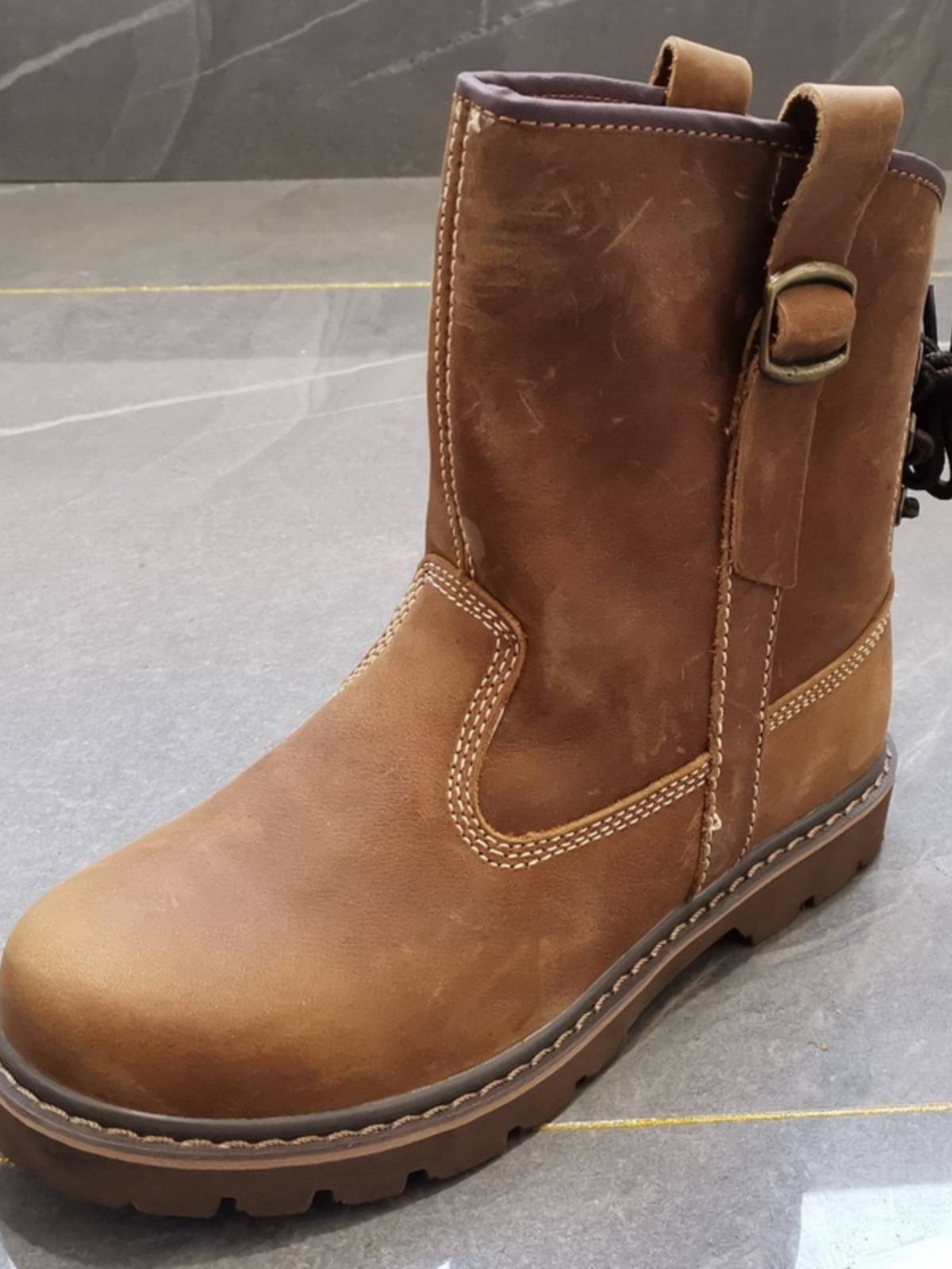 Leather short boots outdoor Martin boots women's boots boot boots, kraft air -breathable Mongolian horse boots, knights, round head motorcycle boots